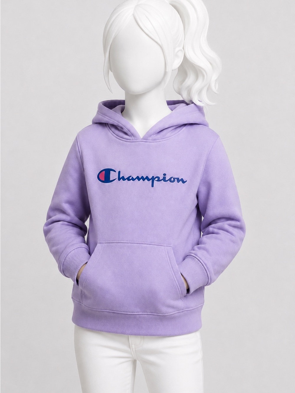 NWT Champion Girls Lavender Graphic Logo Hoodie Size 5 Cozy Fleece